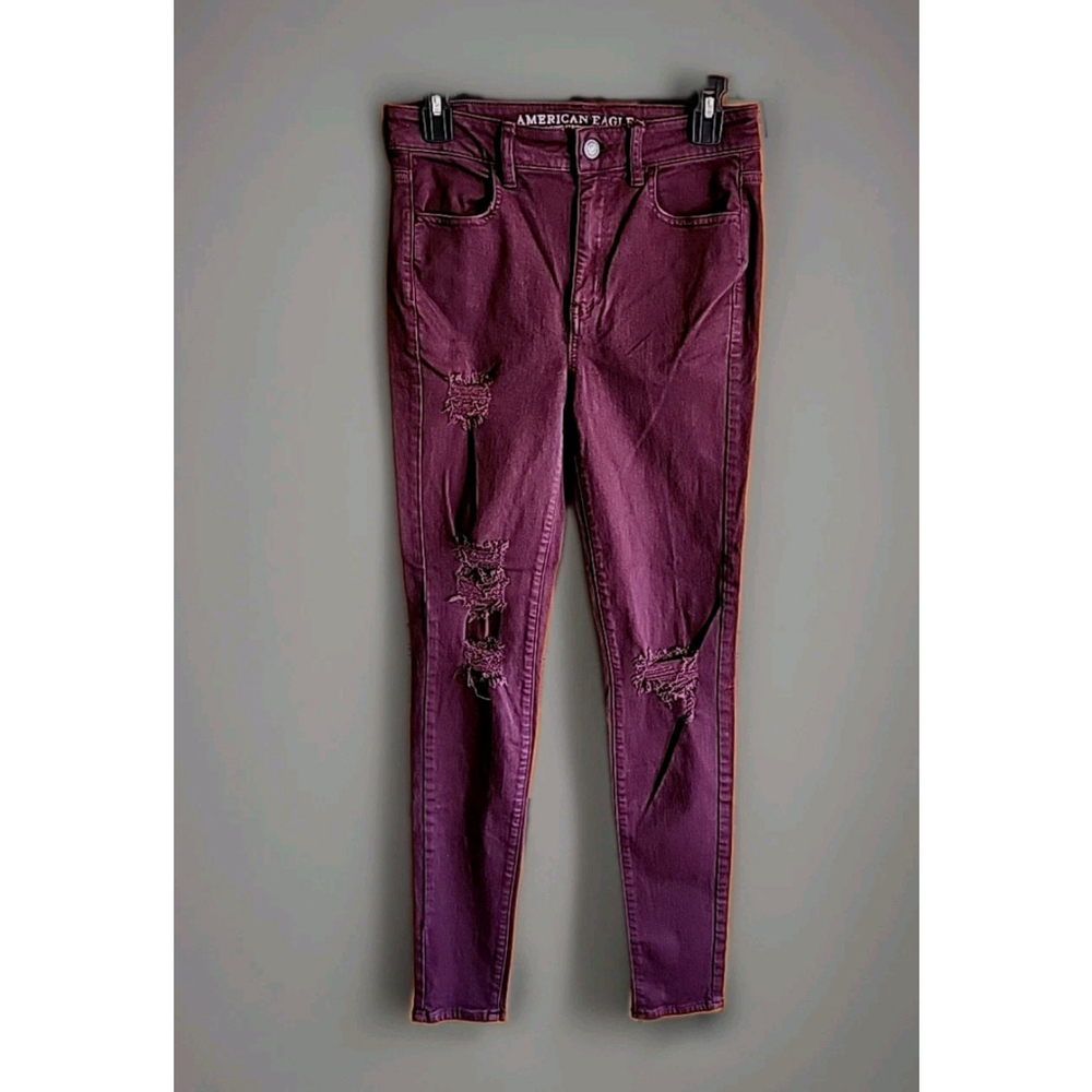 American Eagle Women's Jegging Jeans, Super High Rise, Size 4, Long Plum